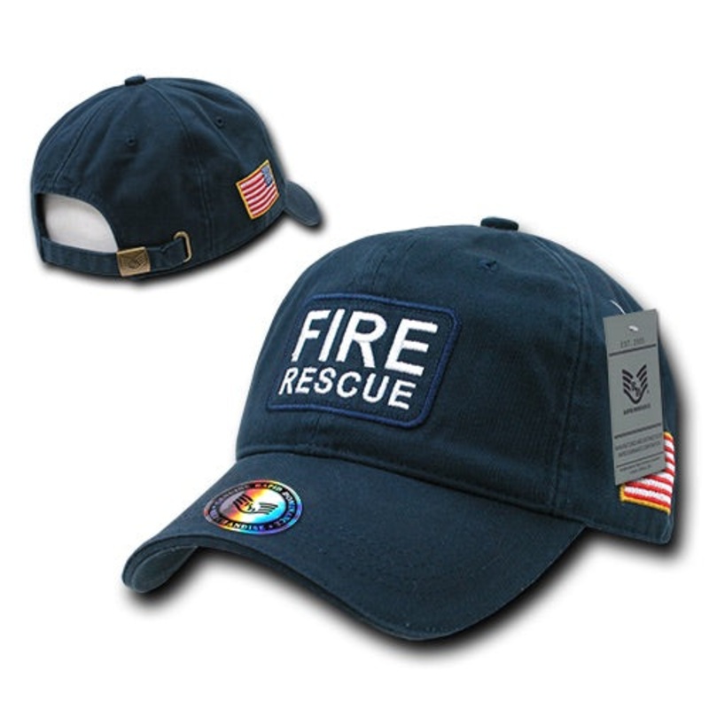 Fire Rescue Dual Flag Raid Hat Baseball Cap Fire Department Firefighter – Rapid Dominance R89 Navy