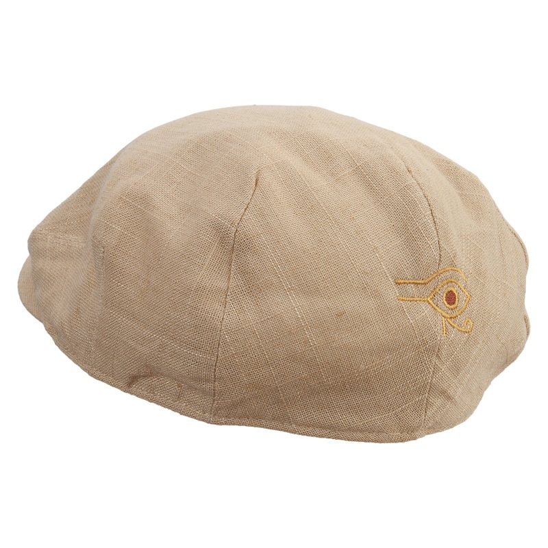 Golden Egypt Gods Symbol Embroidered Big Size Men’s Linen Ivy Cap Khaki XL-2XL