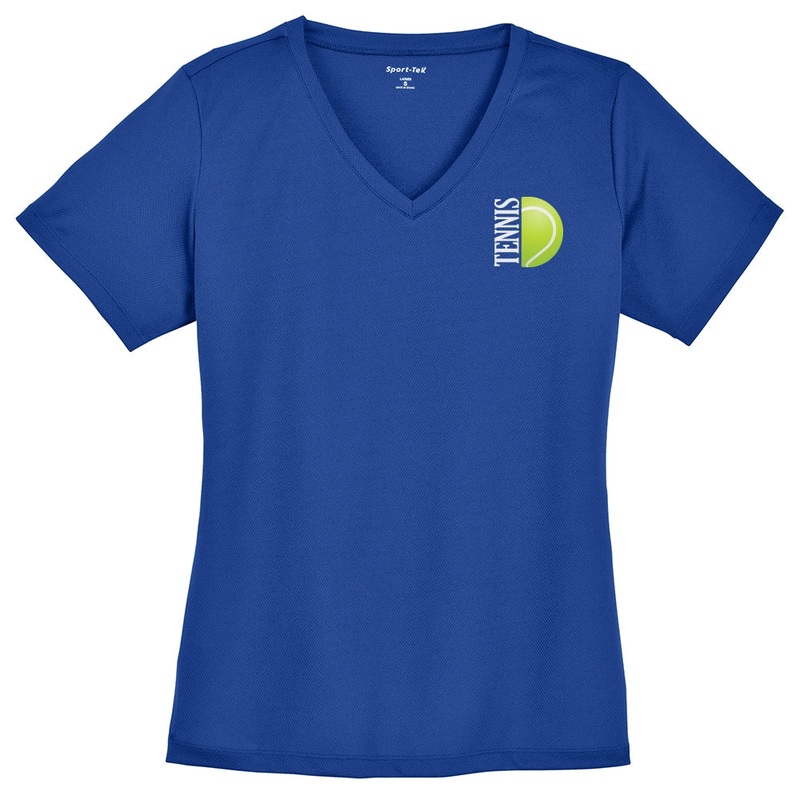 Half Tennis Half Ball Logo Mesh V-Neck Graphic Shirt True Royal XL