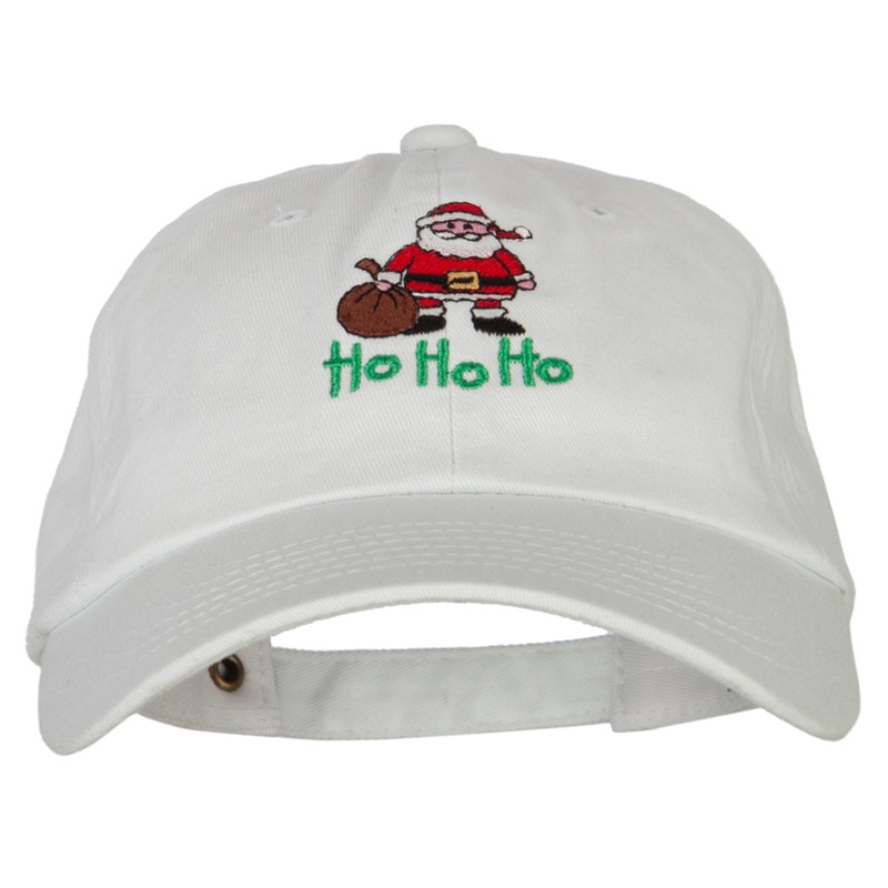 Ho Ho Ho Santa Embroidered Unstructured Washed Cap White One Size