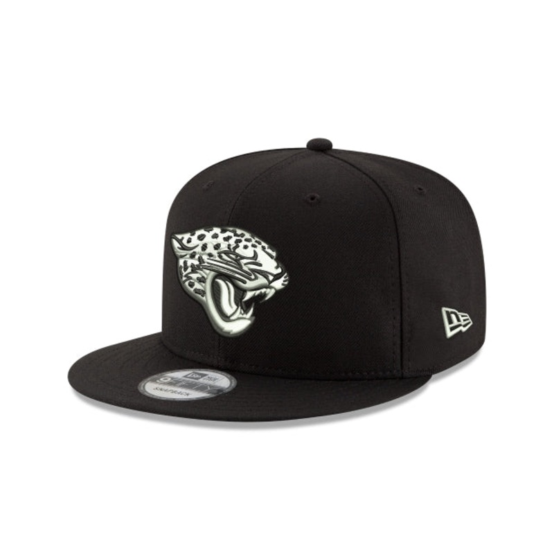 Jacksonville Jaguars Black and White 9FIFTY Snapback Hat One Size