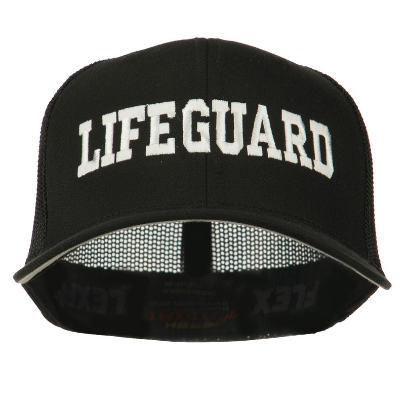 Life Guard Embroidered Flexfit Mesh Cap Black One Size