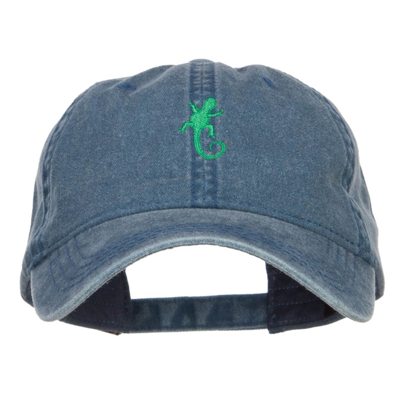 Lizard Embroidered Washed Cap Navy One Size
