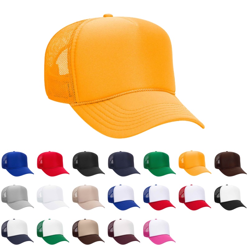 OTTO 32-467 5-Panel, Mid Profile Foam Trucker Hats, Mesh Back Black