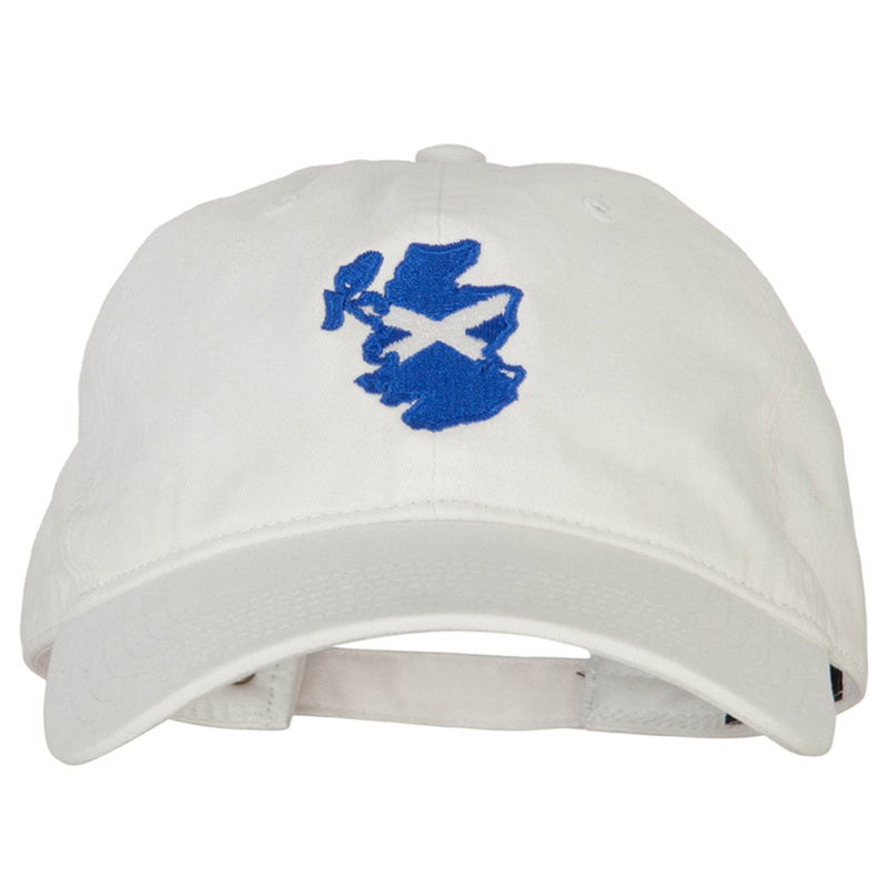 Scotland Flag Map Embroidered Washed Cotton Twill Cap White One Size
