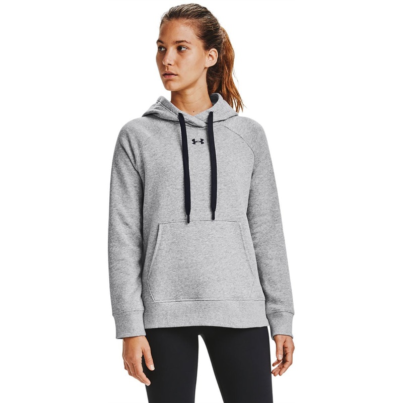 UA Women’s Rival Fleece HB Hoodie Steel Medium Heather/Black/Black S