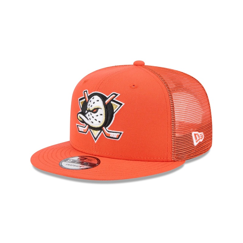 Anaheim Ducks Team Tag 9FIFTY Trucker Hat One Size