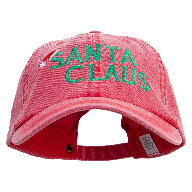 Christmas Hat Santa Claus Embroidered Big Size Washed Pigment Dyed Cap Red XL-3XL