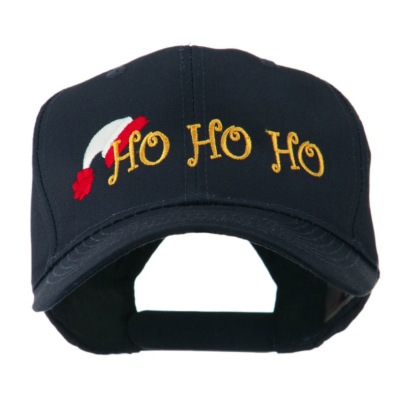 Christmas Ho Ho Ho with Hat Embroidered Cap Navy One Size