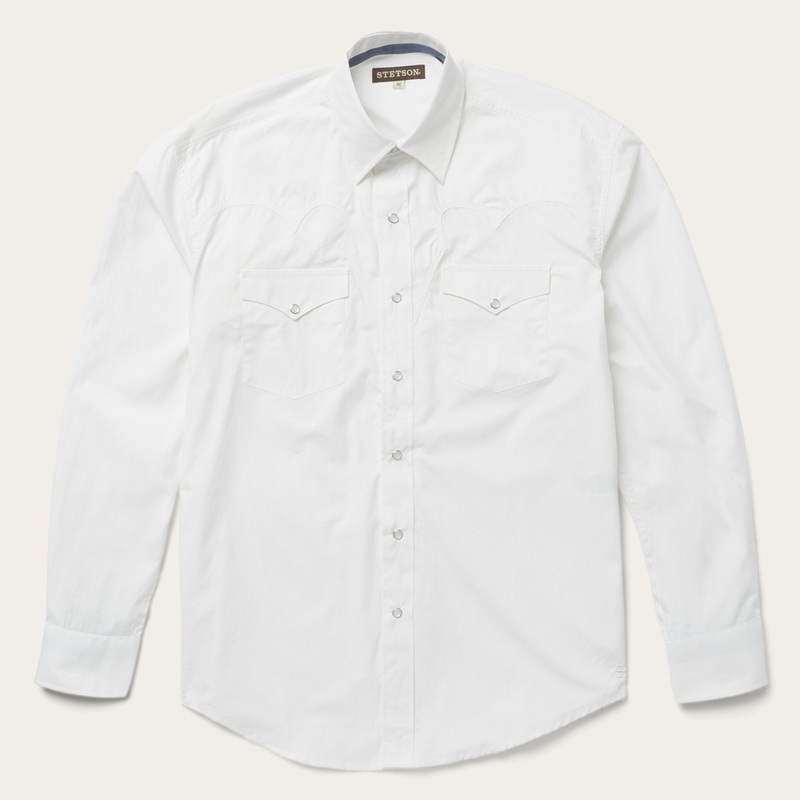 Classic Solid Snap Poplin Shirt In Optic White White S