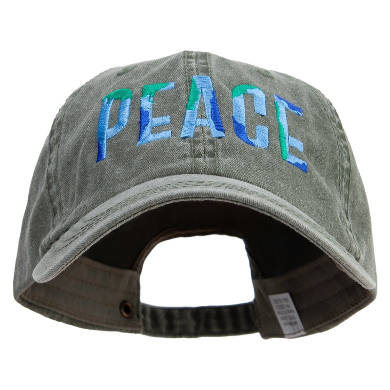 Earth Pattern Peace in Christmas Embroidered Big Size Washed Pigment Dyed Cap Olive XL-3XL