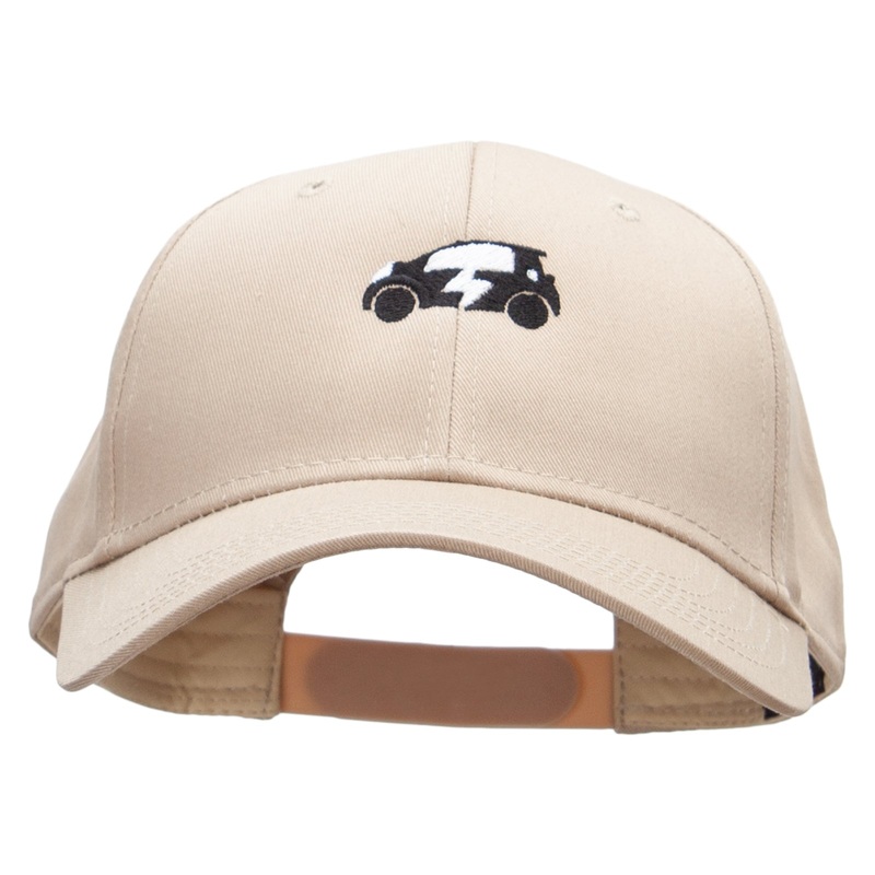 Electric Car Embroidered Solid Cotton Twill Low Profile Snap Cap Khaki One Size