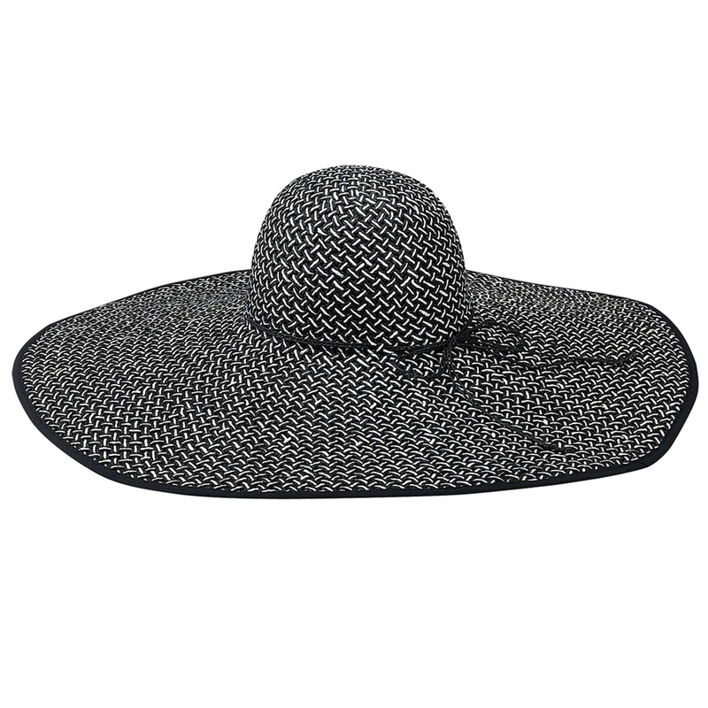 Extra Wide Brim Black and White Straw Beach Hat – Jeanne Simmons Hats Black / White Medium (57 cm)