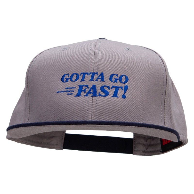 Gotta Go Fast Embroidered Two Tone Flat Bill Snapback Navy Grey One Size