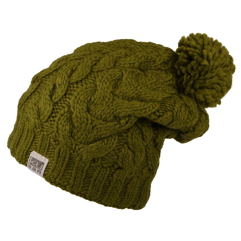 Kusan Oversized Bobble Hat – Olive 1-Size