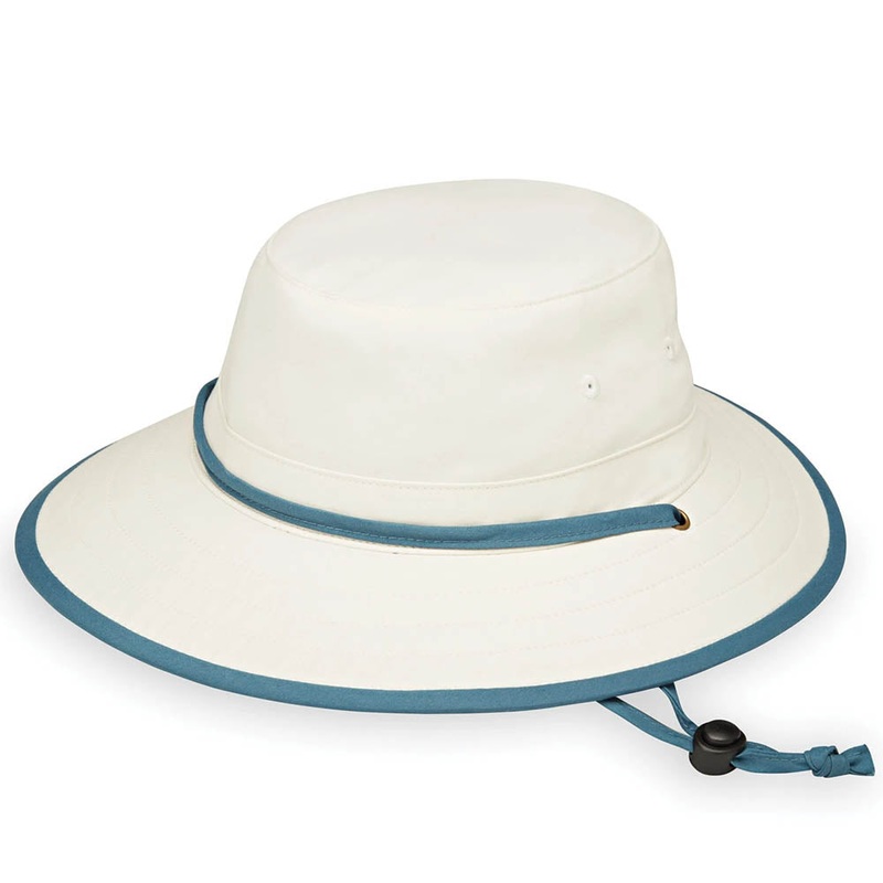 Ladies’ Explorer Boonie Fishing, Hiking Hat – Wallaroo Hats Natural/Blue Medium/Large (58 cm)