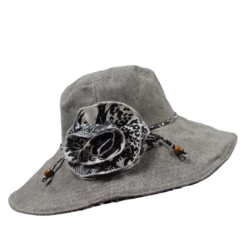 Linen Packable Summer Hat Grey