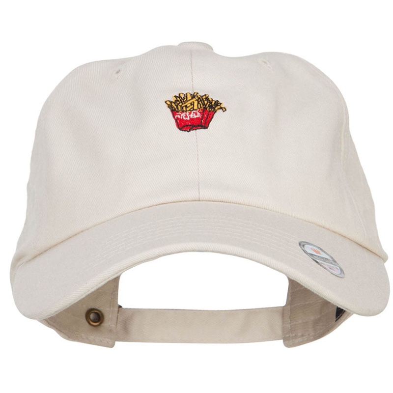 Mini French Fries Embroidered Unstructured Cap Beige One Size