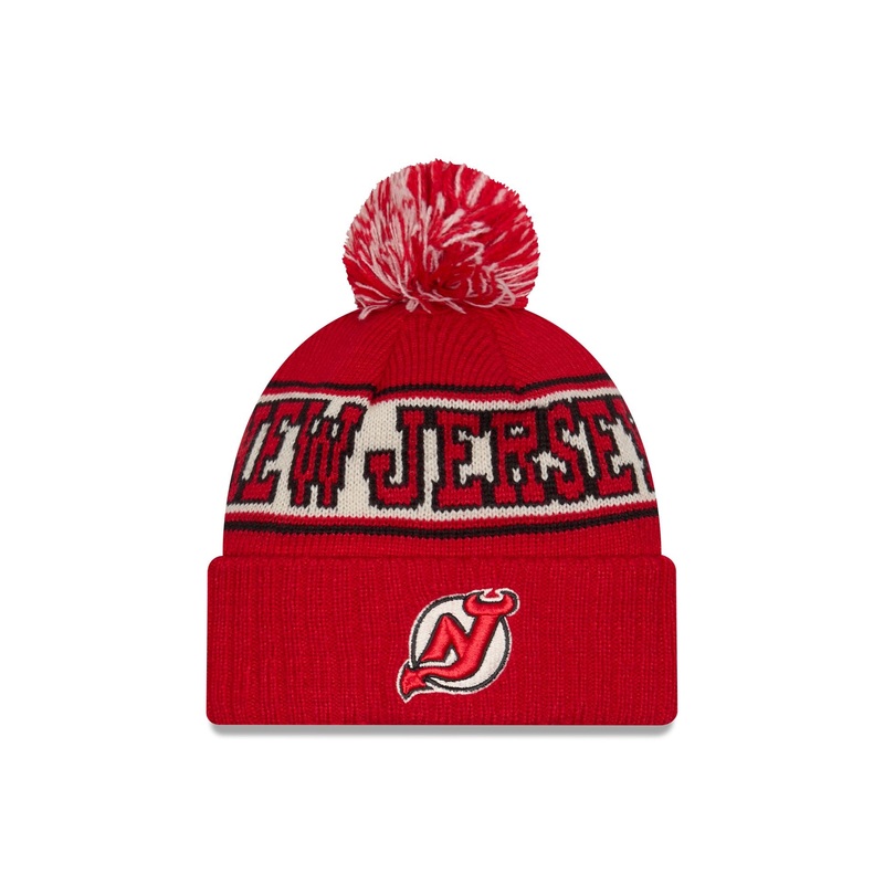 New Jersey Devils Retro Pom Knit Hat One Size