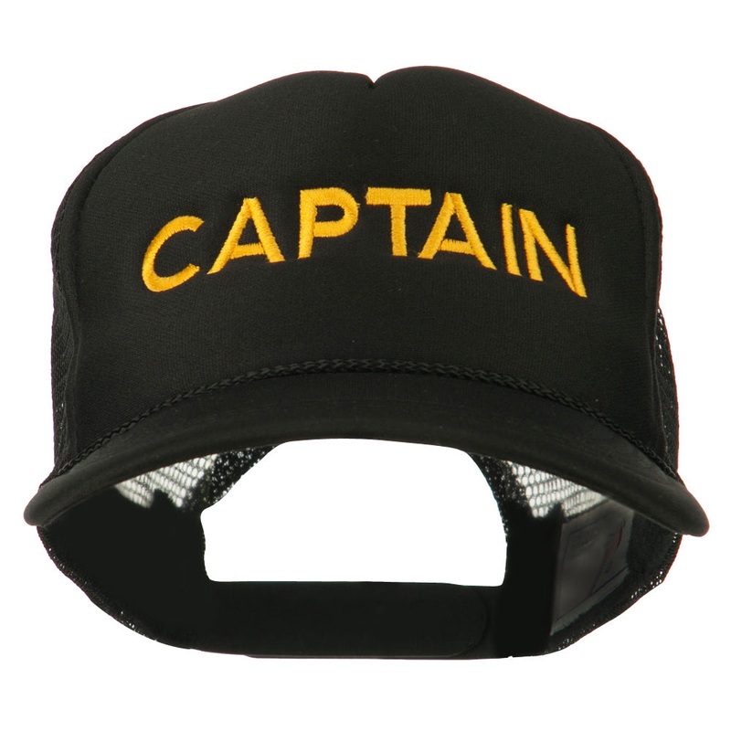 Youth Captain Embroidered Foam Mesh Back Cap Black One Size
