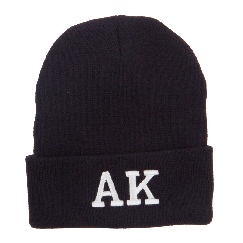AK Alaska State Embroidered Cuff Beanie Black One Size