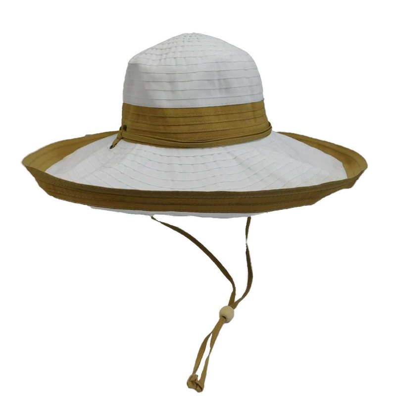 Big Brim Two Tone Ribbon Sun Hat – Scala Collection Hats White