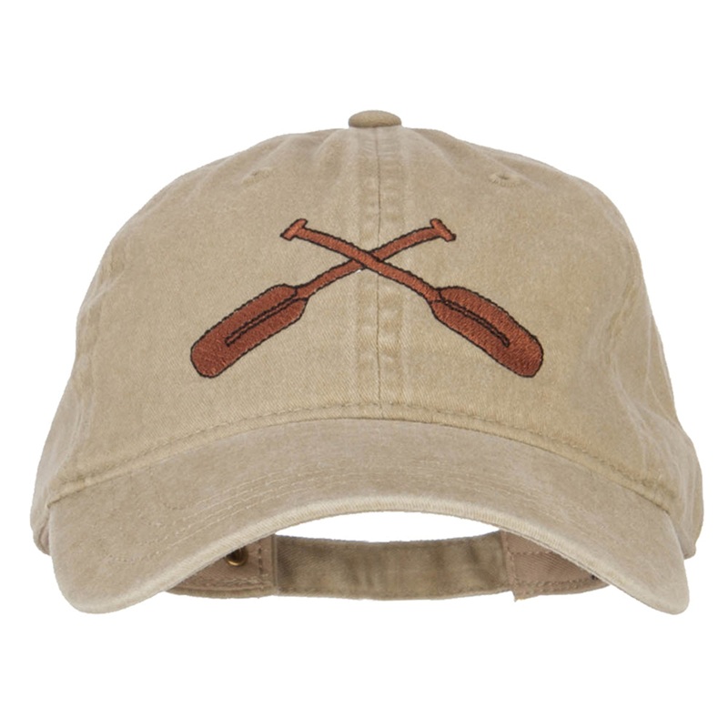 Crossed Paddles Embroidered Washed Cotton Cap Khaki One Size
