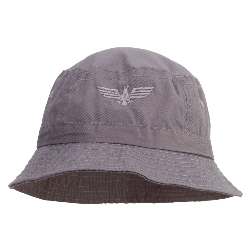 Eagle Icon Embroidered Pigment Dyed Bucket Hat Charcoal One Size