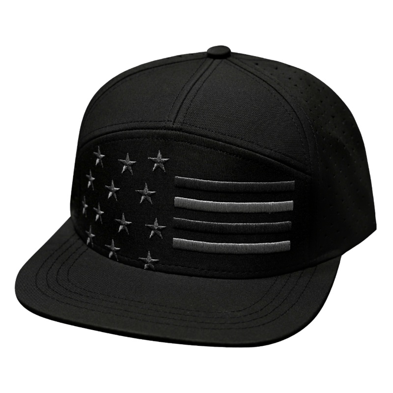 Flag Hat – Flat Bill – Black – Laser Mesh
