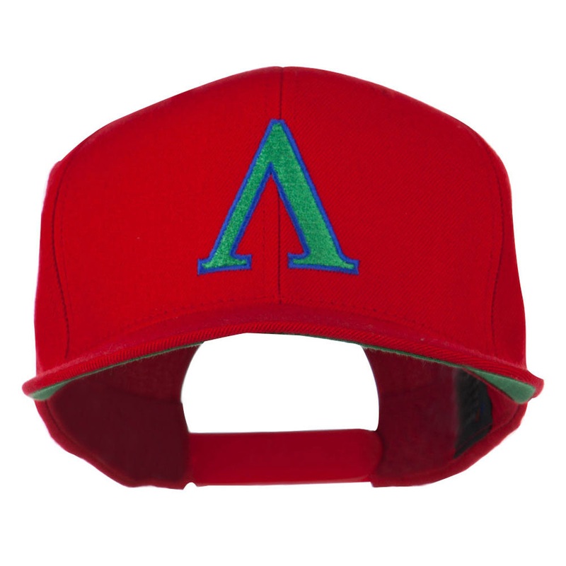 Greek Alphabet Lambda Embroidered Flat Bill Cap Red One Size
