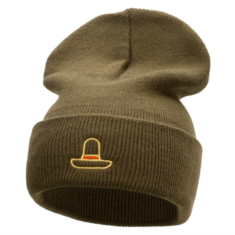 Lil Sombrero Embroidered 12 Inch Long Knitted Beanie Olive One Size