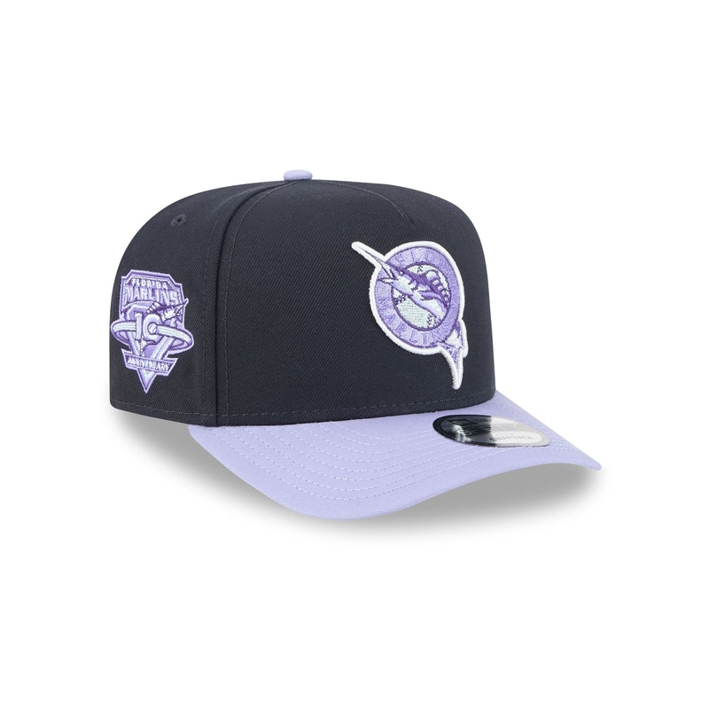 Miami Marlins Navy Lavender 9FIFTY A-Frame Snapback Hat One Size