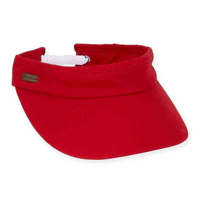 Pace Cotton Sun Visor with Coil Closure – Sun ‘N’ Sand Visor Hats Red