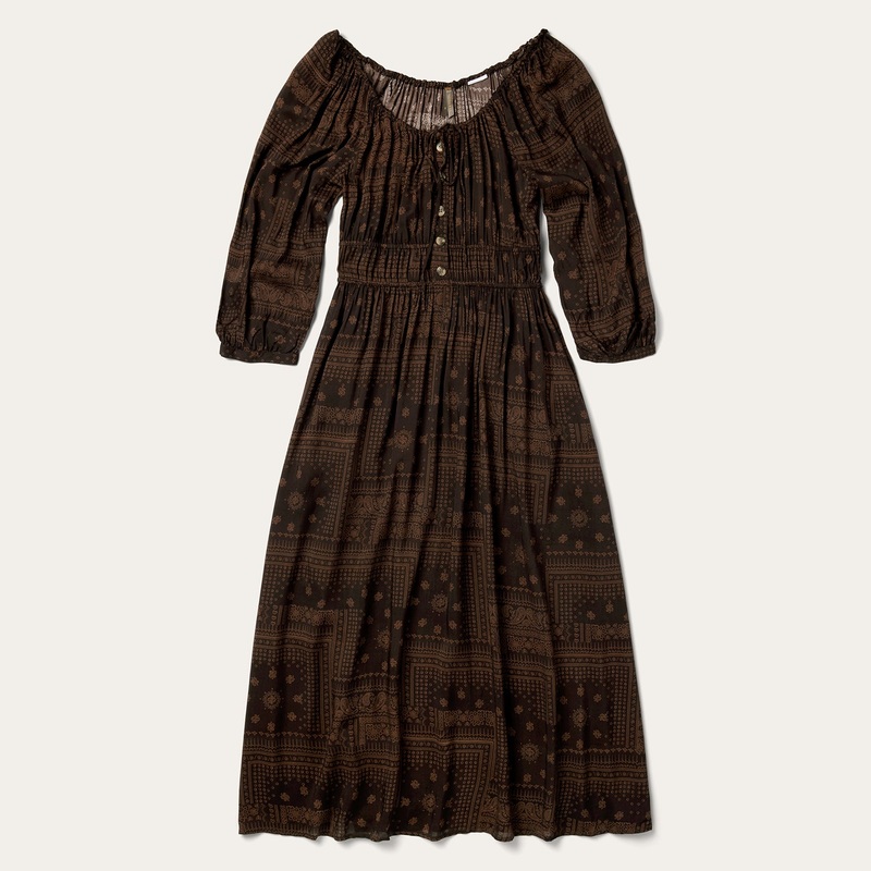 Patchwork Bandana Print Dress Brown XS