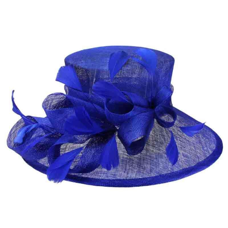 Sinamay Dress Hat with Long Feathers – Sophia Collection Royal Blue