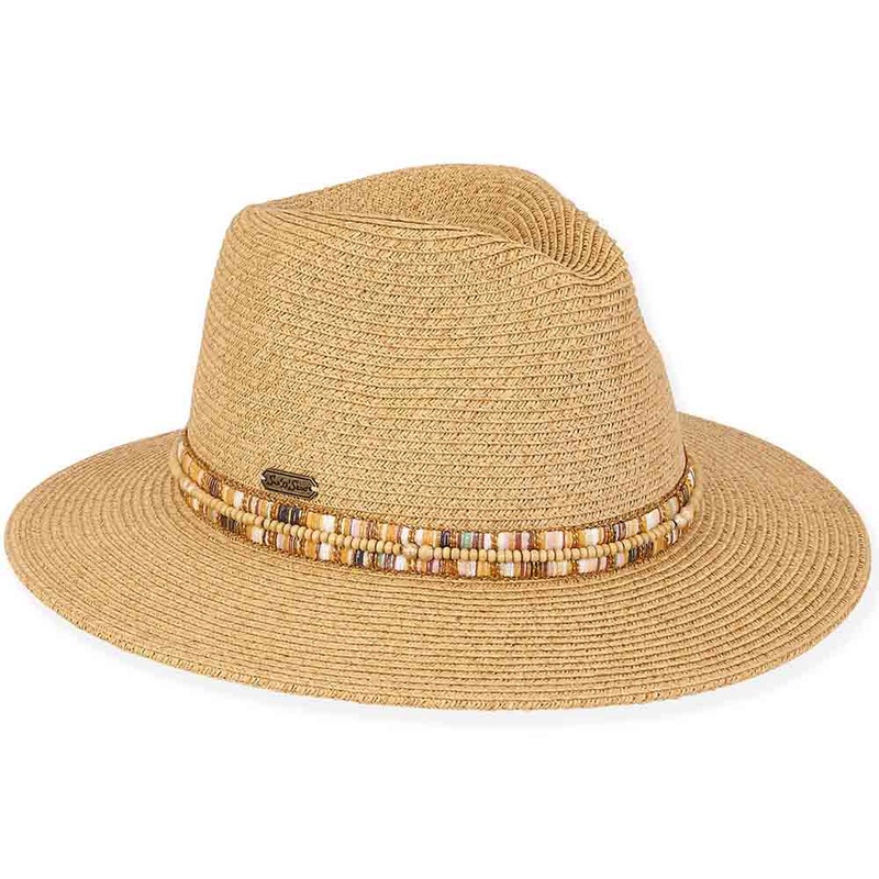 Straw Sun Hat with Multi Color Gold Accent Band – Sun ‘N’ Sand Hats Natural OS (57 cm)