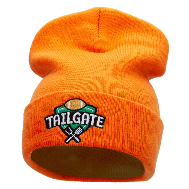Tailgate Embroidered 12 inch Long Knitted Beanie Orange One Size