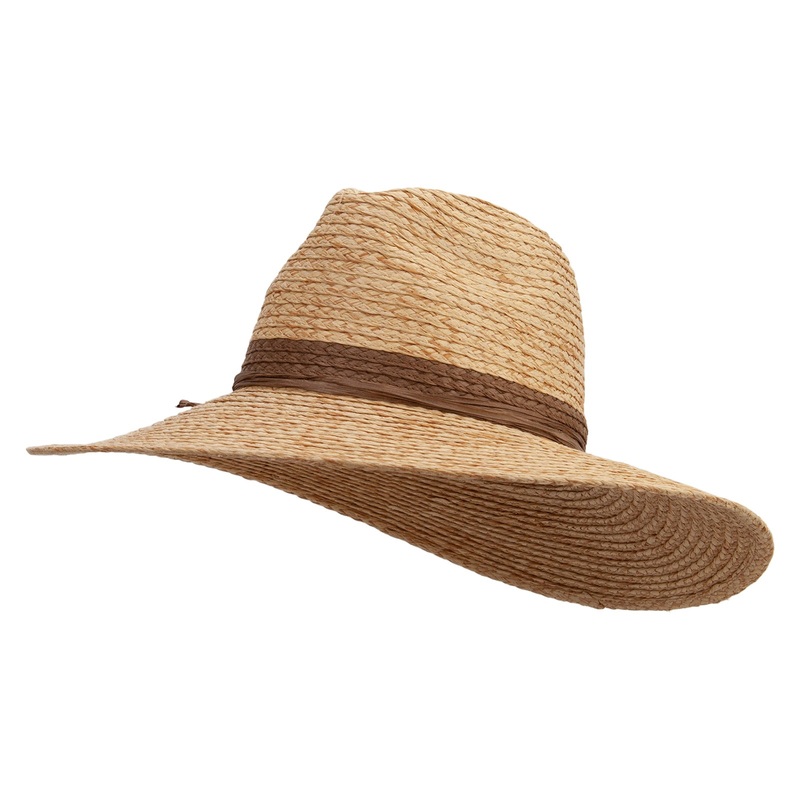 4 Inch Large Flat Brim Paper Braid Hat Natural One Size