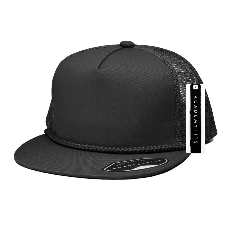 Academy Fits 2071G Rope Trucker Snapback Hat Black