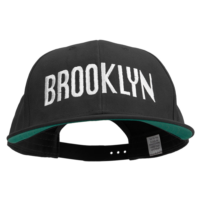 Brooklyn Embroidered Brushed Cotton Twill High Profile Extra Size Cap Black XL-3XL