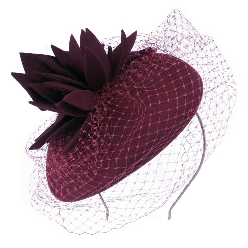 Failsworth Hats Miriam Pillbox Hat With Veil – Burgundy 1-Size