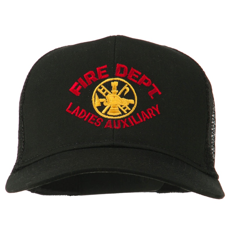 Fire Dept Ladies Auxiliary Embroidered Mesh Cap Black One Size