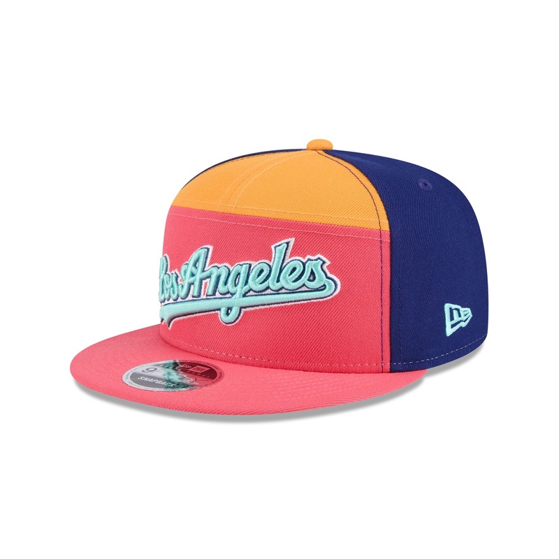 Los Angeles Dodgers Coral Split Panel 9FIFTY Snapback Hat One Size