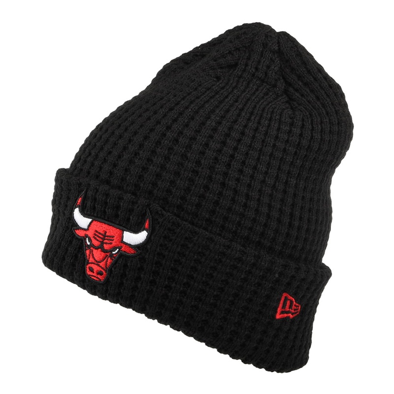 New Era Chicago Bulls Cuffed Beanie Hat – NBA Team Waffle Knit – Black 1-Size