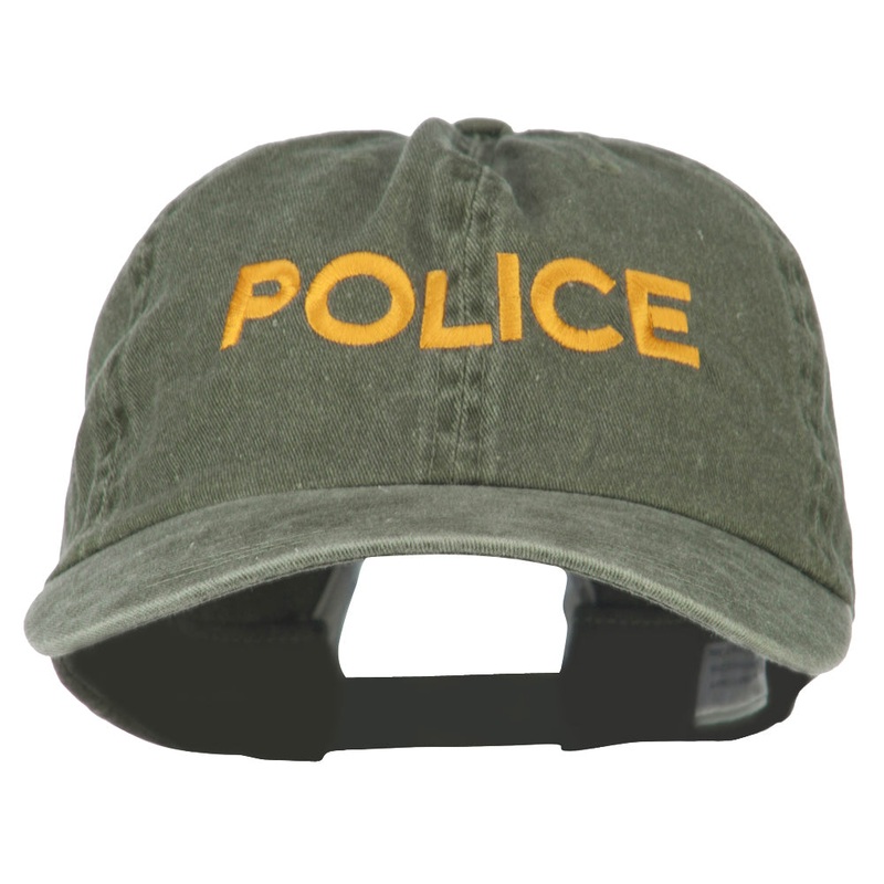 Police Letter Embroidered Big Size Washed Cap Olive XL-3XL