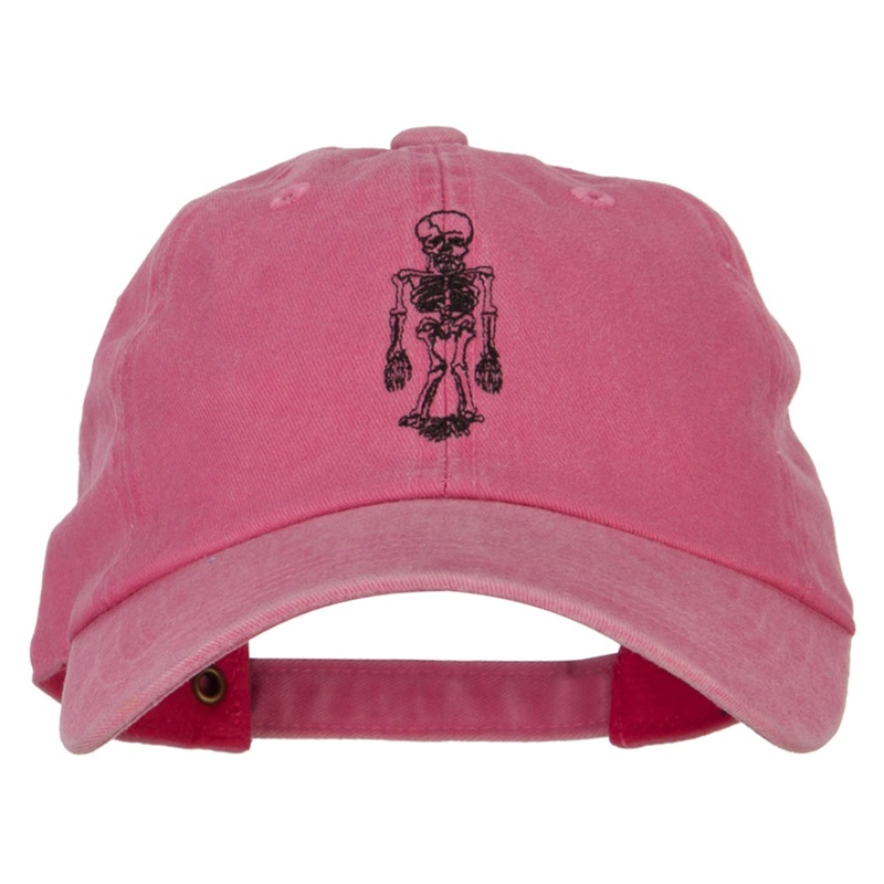 Skeleton Outline Embroidered Unstructured Cotton Cap Pink One Size