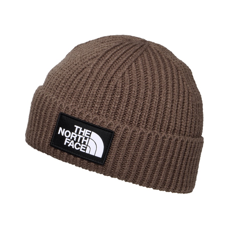The North Face Hats TNF Logo Box Cuffed Fisherman Beanie Hat – Smoke Brown 1-Size