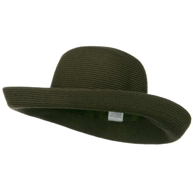 UPF 50+ Cotton Paper Braid Large Kettle Brim Hat Brown One Size