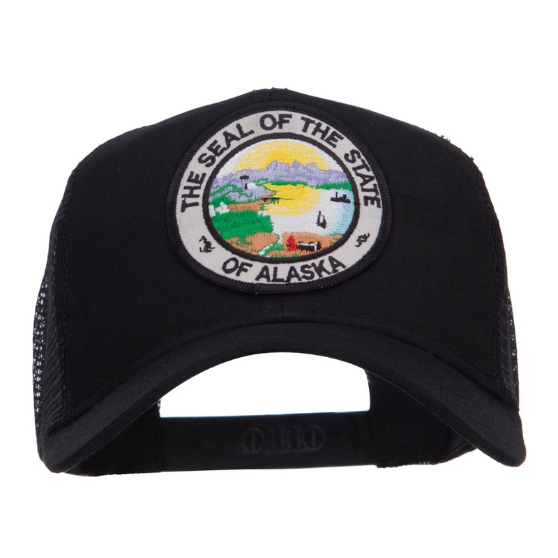 Alaska State Seal Patched Mesh Cap Black One Size