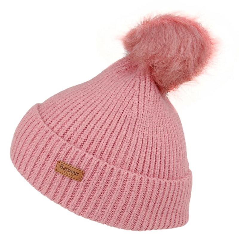 Barbour Hats Dover Faux Fur Pom Bobble Hat – Light Pink 1-Size